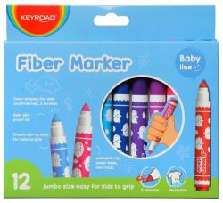 Keyroad Rostirón, filctoll készlet, 5 mm, 12 db/bliszter, Keyroad Jumbo, vegyes színek (KR972320) - mystock