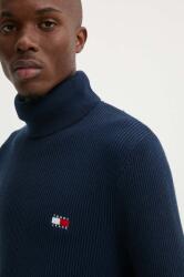 Tommy Hilfiger gyapjúkeverék pulóver könnyű, férfi, sötétkék, garbónyakú, DM0DM19434 - sötétkék M