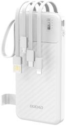  Powerbank Dudao K11 - fehér power bank 10000 mAh, beépített MicroUSB/Type-C/Lightning/USB kábelekkel