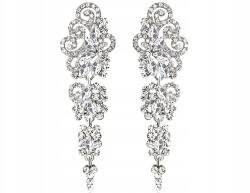 EdiBazzar Hosszú ezüst kristály fülbevaló, boho stílusú, divatos, cirkónia köves, lógós, esküvői (5905884064269)