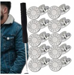 Ezüst Színű Gombok 10 db-os Készlet Fém Gomb Kerek Nadrággombok 17 mm (5905884088692)