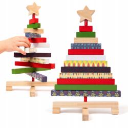 Allbag Karácsonyfa Fából Készült Színes Dekoratív Fa Állványon (Drewniana choinka)