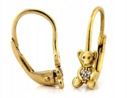 Lovrin Arany gyermek fülbevaló 585-ös medve cirkónia kövekkel, divatos minta ajándékba 14k (Lovrin 63553)