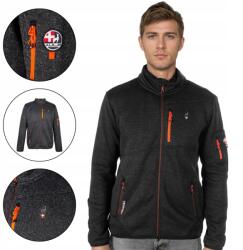 aulp Polar pulóver, cipzáros, kötött, melírozott Navoy Aulp 4 zsebbel, Fekete, XL-es méret (NAVOY M/BLACK/XL)