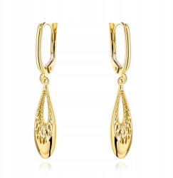 Fugart Arany Fülbevaló 585 Lógó Könnycsepp Alakú Áttöréses Mintával Ingyenes Gravírozás (FUG7-K01799-585)