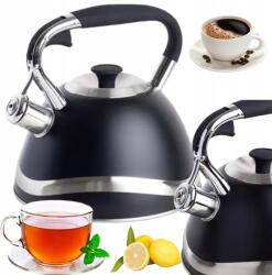 Berretti Gaz Tűzhelyre És Indukciós Főzőlapra Alkalmas Teáskanna 3 Literes Nagy Rozsdamentes Acél Berretti Masszív, Sípolóval (BR-6217)