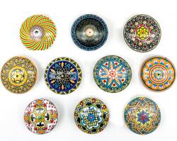  Kerámia Gombok Szép Díszítő Mintákkal 10DB Fiókhoz Szekrényhez Premium Minőség (ULU)