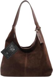 Bad&Bags Női velúr válltáska, Tágas elegáns, barna (Torebka damska zamszowa na ramię BAD&BAGS)