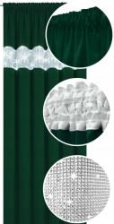NOW-ART Függöny strasszokkal 145x160 matt nappali függöny klasszikus zöld (Zasłony gotowe diamenty na taśmie 160 zielone)