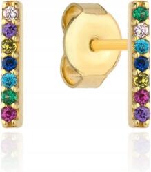 Lovrin Arany fülbevaló 585 téglalap alakú, színes kövekkel, ajándékba, 14 karátos, divatos (Lovrin)