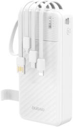  Powerbank Dudao K11 Pro - fehér power bank 20000 mAh, beépített MicroUSB/Type-C/Lightning/USB kábelekkel