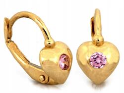 Lovrin Arany fülbevaló 585 rózsaszín köves szívvel 1, 25g női ajándékba