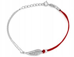 Lovrin Stílusos ezüst karkötő áttört szárnnyal, piros zsinóron, 1.48g (62435828)