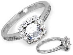 Lovrin Ezüst gyűrű 925 négyszögletes markiz köves 2.94g cirkónia kövekkel r16