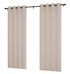 NOW-ART Kész függöny 145x230 karikákkal, sima matt függöny nappaliba (LEN-1 Jasny beż 230)