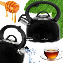Zwieger Virtu 2L Hagyományos Rozsdamentes Acél Vízforraló Fekete Síppal, Indukciós És Gáz Tűzhelyhez (5905794974023)