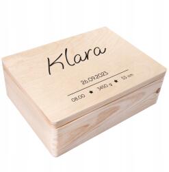 Creative Deco Emlékdoboz születésre, ajándék keresztelőre, anyakönyvi kivonat Uv nyomtatással, 40x30x14 cm (JANCDSD140BCUSTOMSTARSIMPLEFBM)