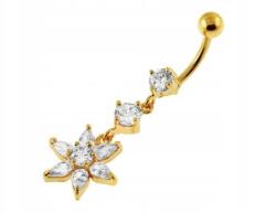 Lovrin Ezüst 925 köldökpiercing virág cirkónia kövekkel, divatos minta ajándék ötlet (Lovrin 63435)