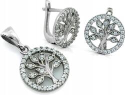 Lovrin 925-ös ezüst szett: fülbevaló és medál szerencsefa motívummal, cirkónia kövekkel (Lovrin)