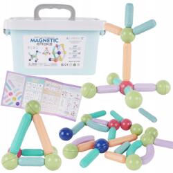 Swede Mágneses építőkockák gyerekeknek, nagy méretű, 36 darabos készlet bőröndben, golyókkal (5902496186181)