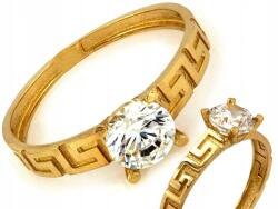 Lovrin Arany gyűrű 585-ös finomságú, egyetlen cirkónia kővel, görög mintás, 1.32g, ajándékba (Lovrin)