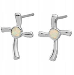 Lovrin Ezüst 925 kereszt fülbevaló fehér opállal díszítve, stekkeres ajándék