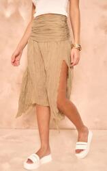 Prettylittlething Khaki Aszimmetrikus MIDI Szoknya Fodros Prettylittlething 38