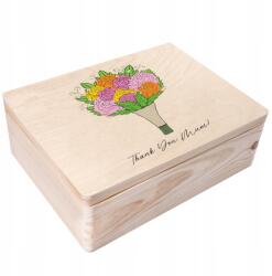 Creative Deco Gravírozott fa ajándékdoboz anyának, nagymamának, születésnapra, esküvőre, 40x30 cm (JANCDSD140BCUSTOMMDAYBOUQUETFBM)
