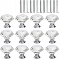  Bútorgombok Üveg Kristály Elegáns Vintage 30 MM 12 Darab (12CRY)