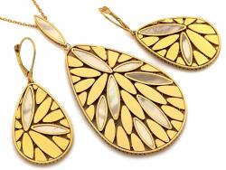 Lovrin 585-ös arany ékszerszett gyöngyház berakással nyaklánc és fülbevaló ajándék (Lovrin)