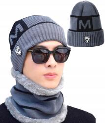 EdiBazzar Férfi Szett Meleg Téli Sapka Kéménygallér Téli Bélelt Szürke (Komplet Zimowy Męski Czapka Komin Ocieplany)