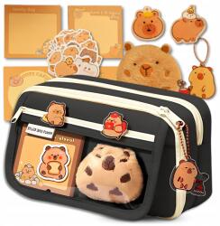  Tolltartó Iskolai Tasak Szétnyitható Hód Patkány Kiegészítőkkel és Plüssállattal (Piórnik Szkolny Saszetka Kosmetyczka Czarny)