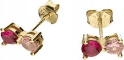 Lovrin 925-ös ezüst, aranyozott fülbevaló rózsaszín cirkónia kövekkel, stekkeres (Lovrin 54802)