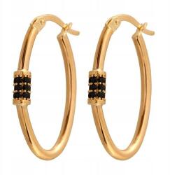 Lovrin Arany fülbevaló 585-ös karikák érdekesen díszítve fekete köves betéttel (61114815)