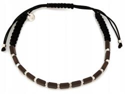 Lovrin 925-ös ezüst karkötő golyókkal és kövekkel, 0, 80g, fekete zsinóron (62501651)