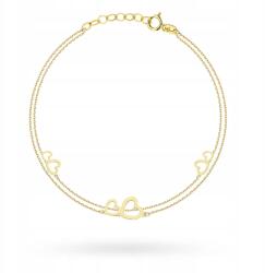 Lovrin Arany karkötő 585 három dupla szívvel, dupla láncon (Lovrin)