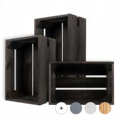 Creative Deco Fából készült láda, fekete deszka doboz, nagy virágláda 30x20x15cm, 3 darabos szett (X001WRW083)