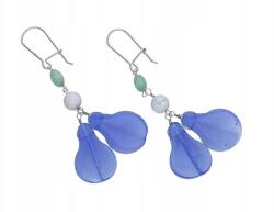 Lovrin 925-ös ezüst fülbevaló színes kék gyöngyökkel, 6, 78g, divatos minta, ajándék (Lovrin 46136)