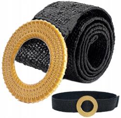 EdiBazzar Szalma öv fonott fekete női rugalmas ruhához derékra nyári (Pleciony słomiany basek boho na talię)