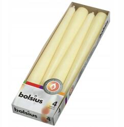 Bolsius Hagyományos asztali gyertyák, étkezési gyertyák, krém színű, illatmentes, hegyes Bolsius, 4 db (8711711156024)