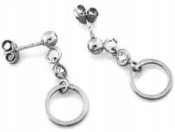 Lovrin 925-ös ezüst fülbevaló, lógós karika cirkónia kövekkel, modern celebstílus (Lovrin 68190)