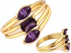 Lovrin Arany gyűrű 375, három lila kővel díszítve, r16 elegáns (Lovrin)