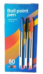 Golyóstoll készlet 50 db 30 x kék, 10 x piros, 10 x fekete, 1 mm-es hegy (3216473)