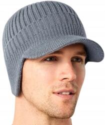 EdiBazzar Férfi téli sapka fülekre, meleg, szürke, bélelt, füles sapka, silddel (5905884079157)