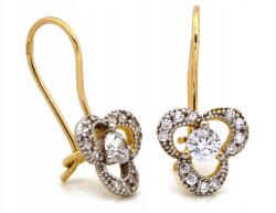 Lovrin Arany 585 fülbevaló akasztós virágokkal, cirkónia kövekkel, kétszínű, divatos