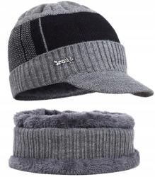 EdiBazzar Férfi Meleg Téli Szett Baseball Sapka Kéménysál Téli Bélelt Garbó (Komplet Zimowy Męski Czapka Komin Ocieplany)