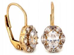 Lovrin 585-ös arany fülbevaló, angol kapcsos, ovális, elegáns, csillogó cirkónia kövekkel (Lovrin)