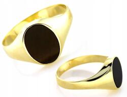 Lovrin Férfi aranyozott ónix gyűrű 375-ös finomságú, polírozott, fényes, 2.68g, R19-es méret, ajándékba (62097868)