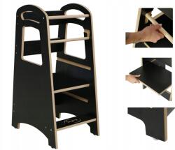 Skyline Fekete Mdf konyhai segítő torony fellépő gyerekeknek, 86 cm magas, Montessori (PK20060025)