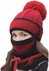  Kaxich Téli Szett 3az1ben Sapka, Sál és Maszk Kötött Meleg Piros (B07YYX6TXR)